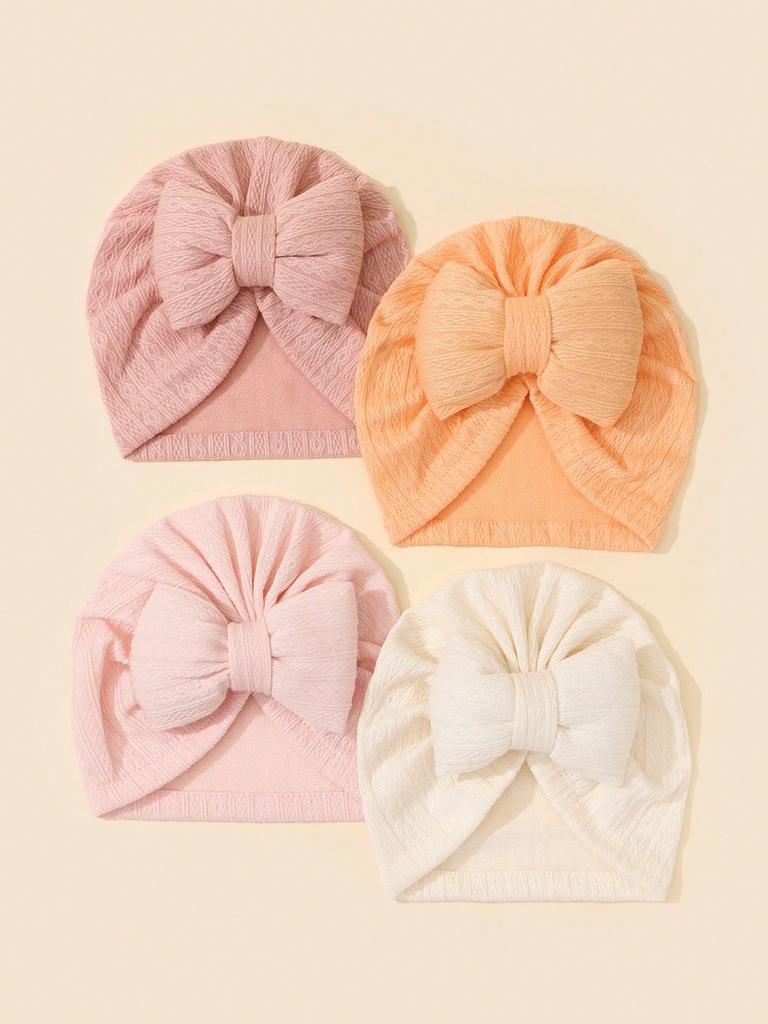 3pcs Cute Bowknot Baby Turban Hat Soft Newborn Baby Girls Indian Cap Spring Autumn Infant Boys Cap Beanies Headwrap