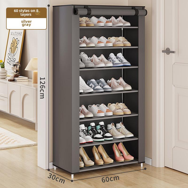 

Компактная многослойная пылезащитная полка для обуви для хранения в помещении 8 layers серый
