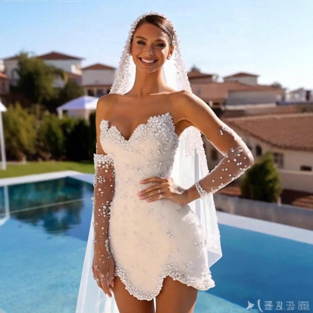 European and American New Tube Top Heavy Industry Slim-fitting Hip-wrapping White Short Party Dress