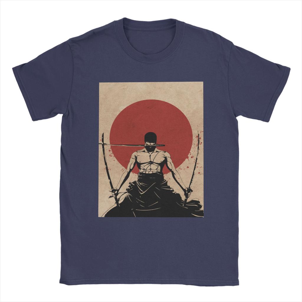 Ones Pieces Roronoa Zoro T Shirt for Men Pure Cotton Funny TShirt Crew Neck Anime Tee Shirt Short Sleeve Tops Summer