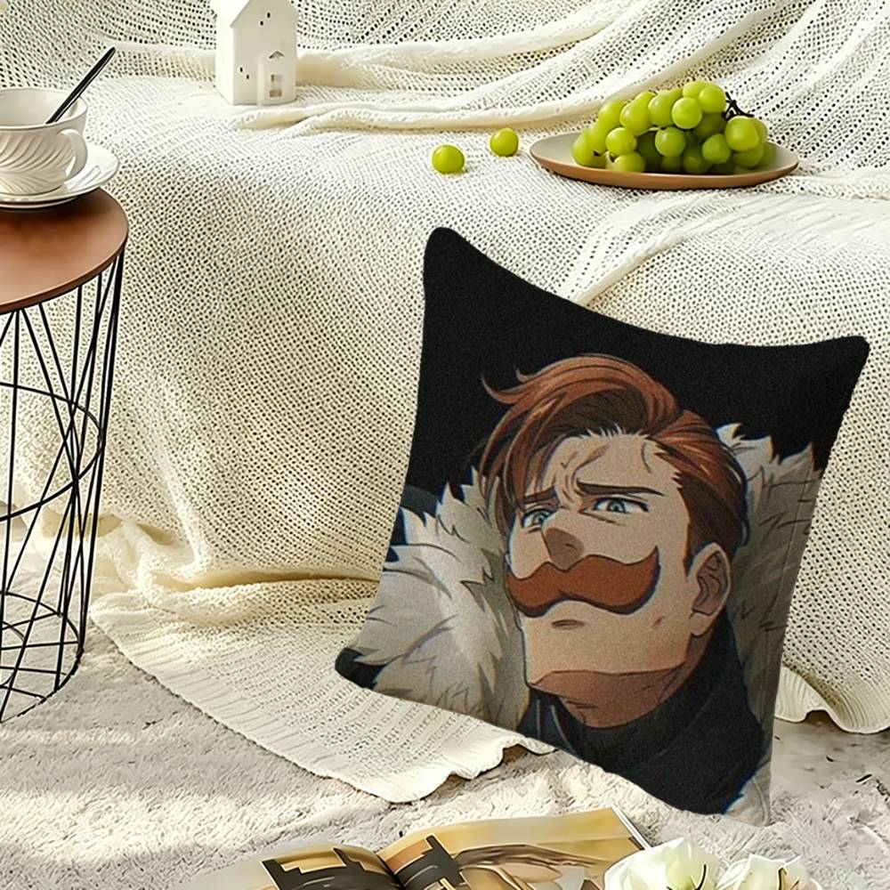 E-Escanor Seven Deadly Sins Square Double-Sided printed Pillow Case Bedroom Bedside Pillow Sofa Cushion Cover