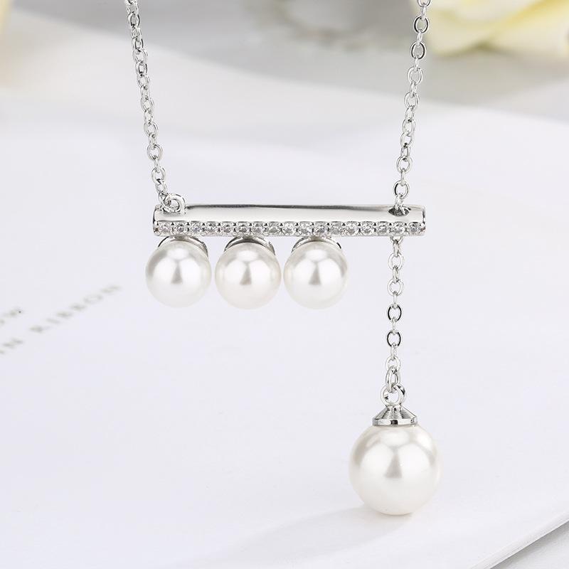 

Ювелирный набор Huamei Жемчуг S Серьги с серебряной иглой Жемчужное колье на балансире Регулируемые женские товары