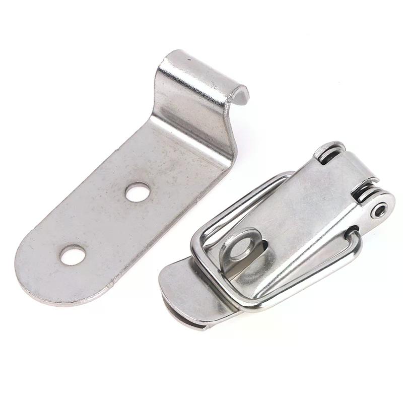 90 Degrees Duck-mouth Buckle Hook Lock Iron Spring Loaded Draw Toggle Latch Clamp Clip Silver Hasp Latch Catch Clasp