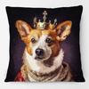 European Vintage Royal King Dog In Costume Animals Poster Cushion Cover Schnauzer Decorative Pillow Case