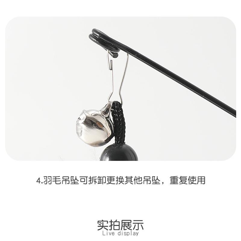 Cat Funny Stick Long Rod Cork Handle Spring Funny Cat Stick Cat Interactive Toy Unbreakable With Bell