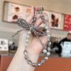 Mobile Phone Chain High-end Three-dimensional Crystal Bow Key Lanyard, Pearl Mobile Phone Lanyard Wrist Wholesale