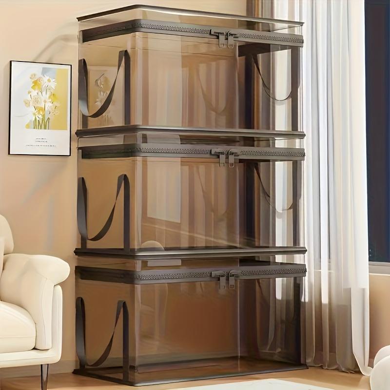 Transparente Faltbare Buchaufbewahrungsbox, Kunststoff-Organizer mit großem Fassungsvermögen, Aufbewahrungsbehälter für Zuhause für alte Bücher und Kleidung, Platzsparend