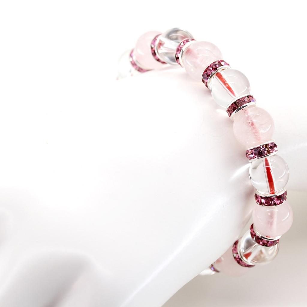 Pair of bracelets tied with red thread for your special Comes with a gift Crystal crackle quartz for men and rose quartz for [Ishiki] someone. box.