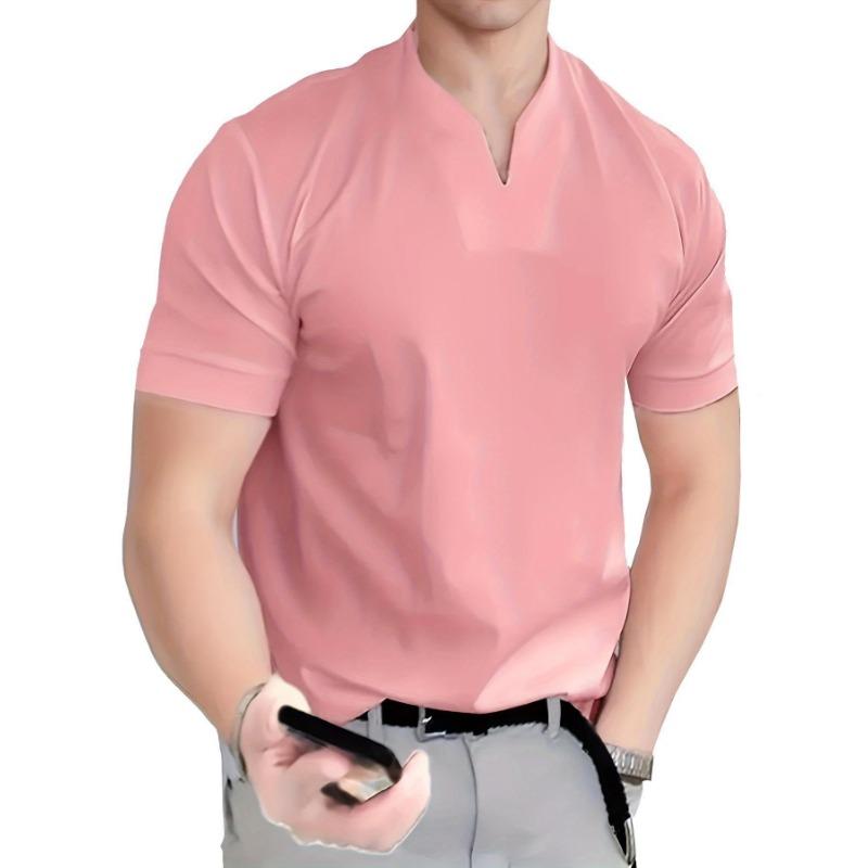 Koszulka męska fitness z bawełny z dekoltem w serek na lato 2023