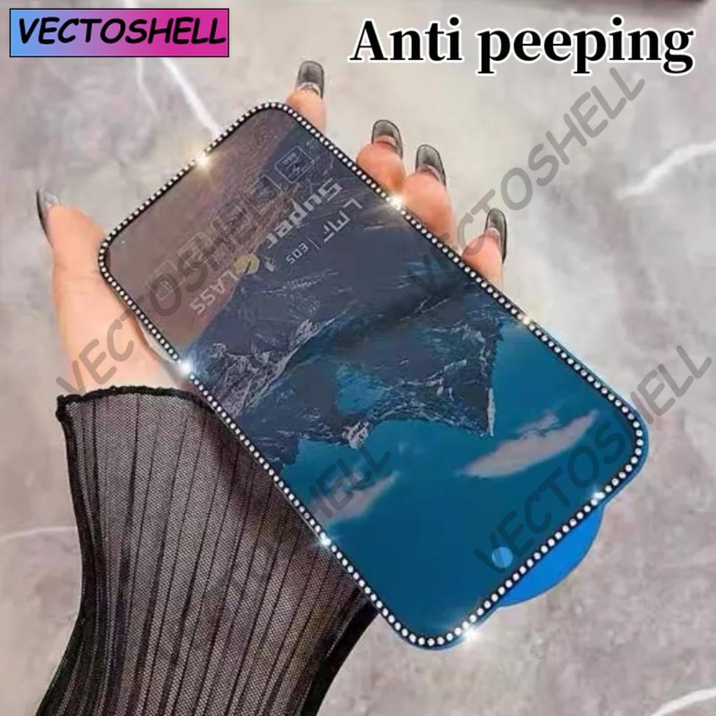 New Diamond Plated Tempered Glass For iphone 16 15 14 13 12 11 Pro Max 3D Stereoscopic Diamond Inlaid Anti peeping Matte Glass X