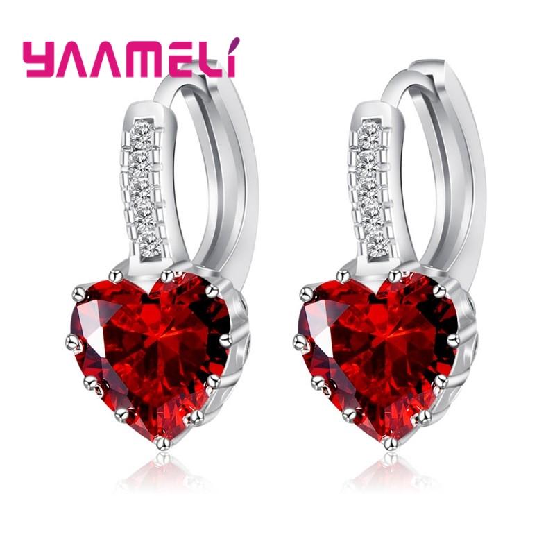 Big Sale 925 Silver Loop Hoop Earrings Candy Color Cubic Zircon Charms Women Jewelry Wedding Accessory Brincos