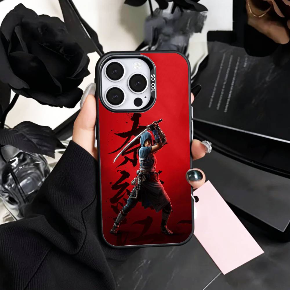 

A-Assassins C-Creed S-Shadows Naoe Phone Case For iPhone17,16,15,14,13,12,11 Plus,Pro Max Colored Silver Plated Inside Cover iPhone15promax