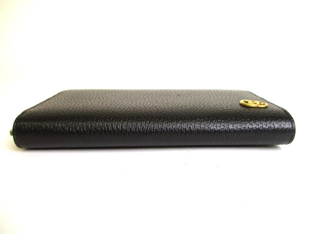 Auth GUCCI Marmont GG Black Leather Round Zip Long Wallet #9800  Refurbished