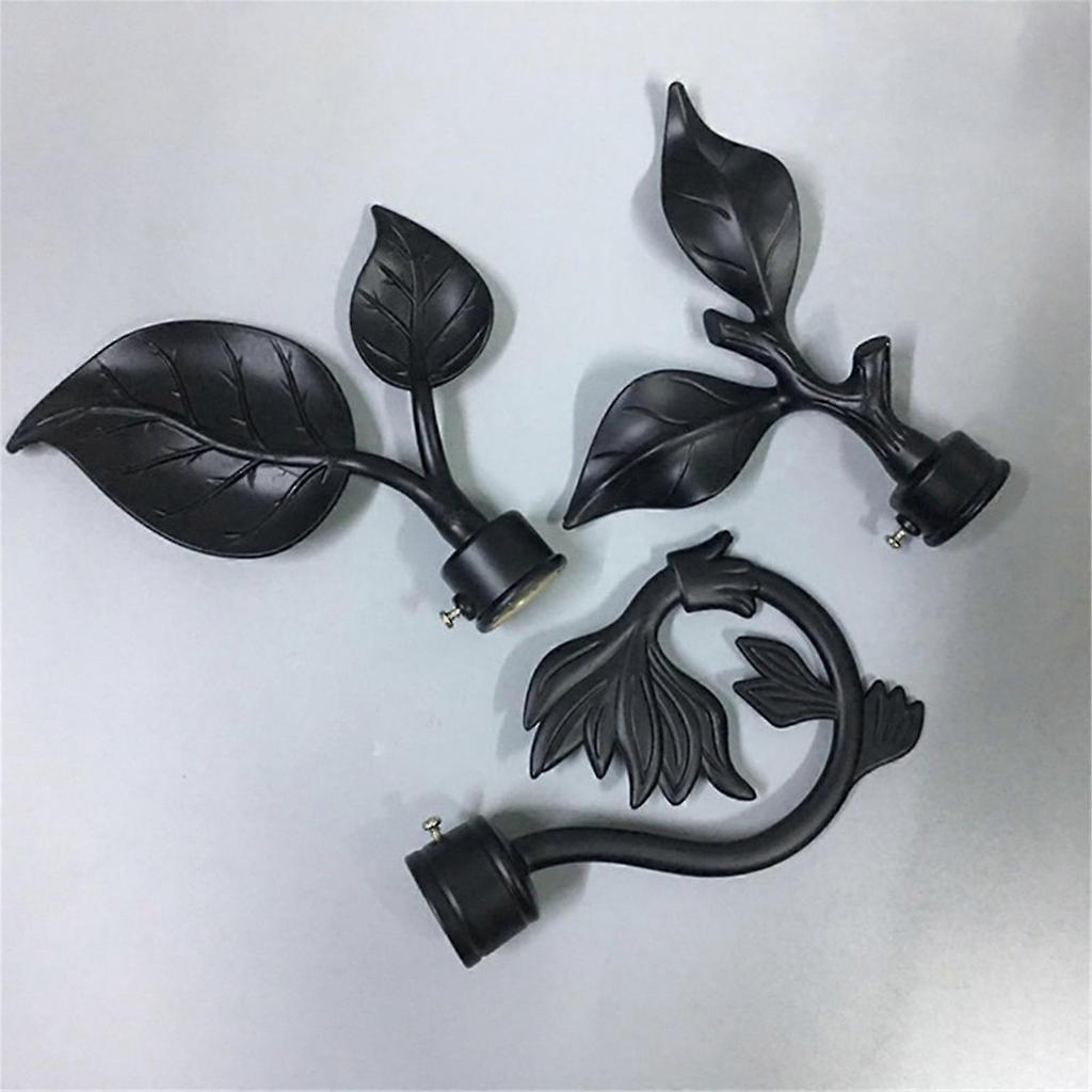 3pcs Curtain Rod Finials Leaf Shaped Curtain Rod End Drapery Rail Pole Head Cap