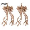 Hanging Bows for Christmas Trees 2 Pcs Velvet Bows, Shiny Bow Tree Decoration Vintage Style Topper Wreath, Garland, Xmas Party, Wedding, Baby Shower,