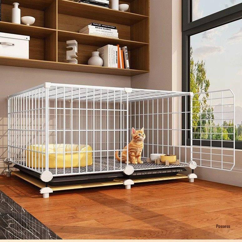 Indoor Cat Villa: Spacious Cage with Integrated Toilet and Bed
