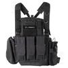 SHENKEL Lightweight 2-Way Modular Vest Chest Rig with 4 Pouches, var.4, Black (vest-004bk)