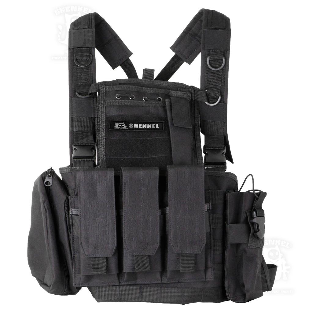 SHENKEL Lightweight 2-Way Modular Vest Chest Rig with 4 Pouches, var.4, Black (vest-004bk)