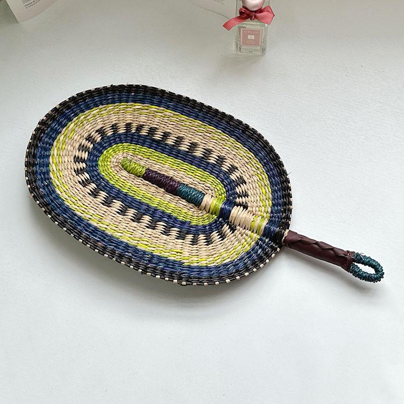 Woven Straw Fan Summer Cooling Grass Handwoven Fan Handmade Fan Nordic Hanging Decorations For Bedroom Wedding Party Home Decors