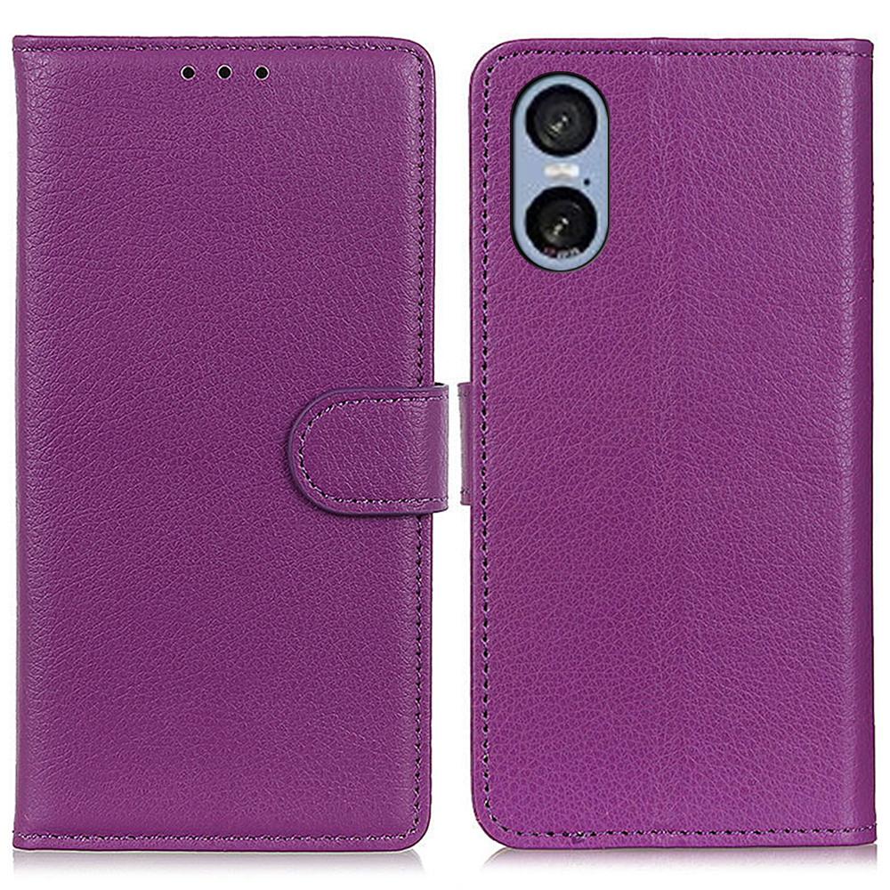 

Для Sony Xperia 5 VI Чехол Кожаный кошелек Чехол для телефона Текстура личи Purple