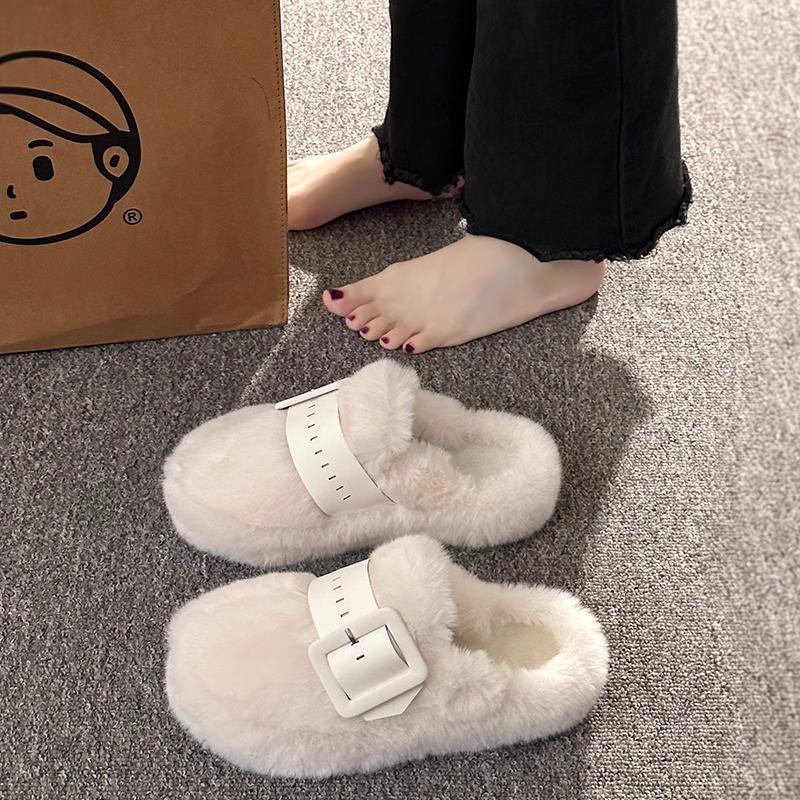 Baotou Mao Mao slippers women wear autumn and winter new warm Internet celebrity muffin thick bottom home non-slip soft bottom cotton mop