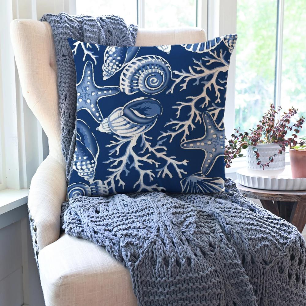 1pc Marine Organism Shells Pillow Case Square Pillow Bedroom Sofa Leisure Comfort Cushion Car Living Room Home Decoration 40X40