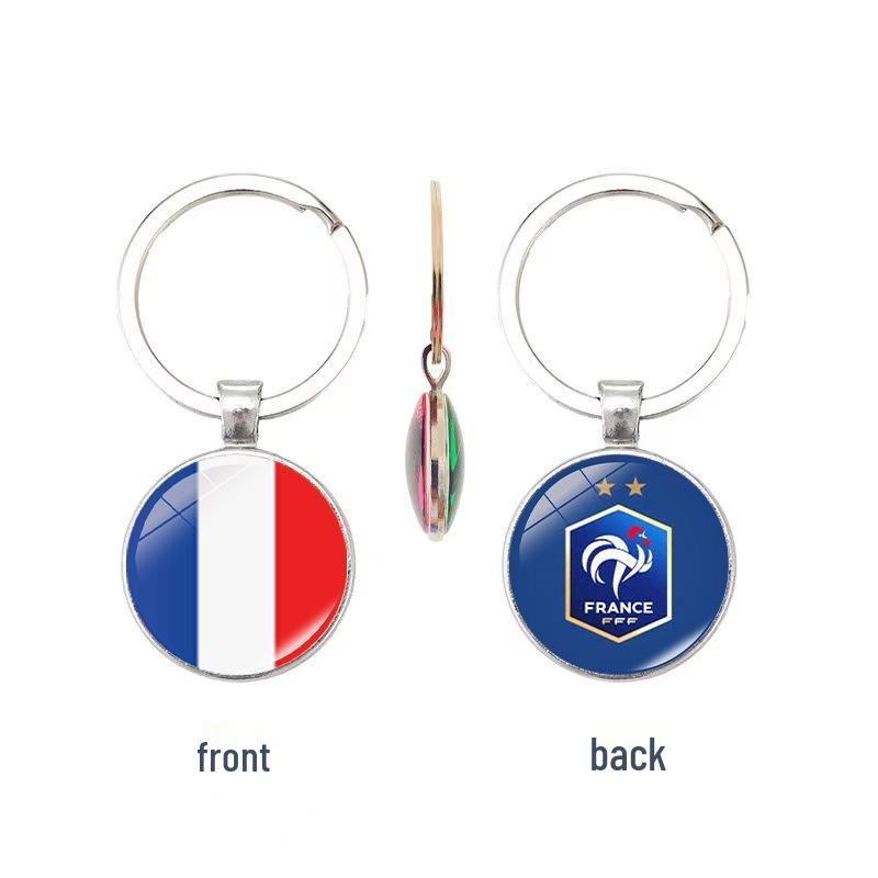 World Cup Top 32 National Flags & Team Emblems Double-sided Keychain