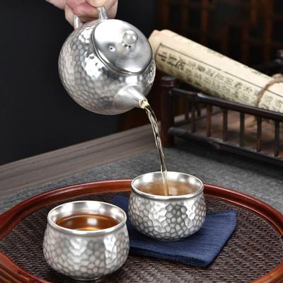 Hammered Texture Silver Gilding Teapot Gift Set Filter Heat-resistant Kung Fu Tea Pot Handmade Mini Kung Fu Tea Cup