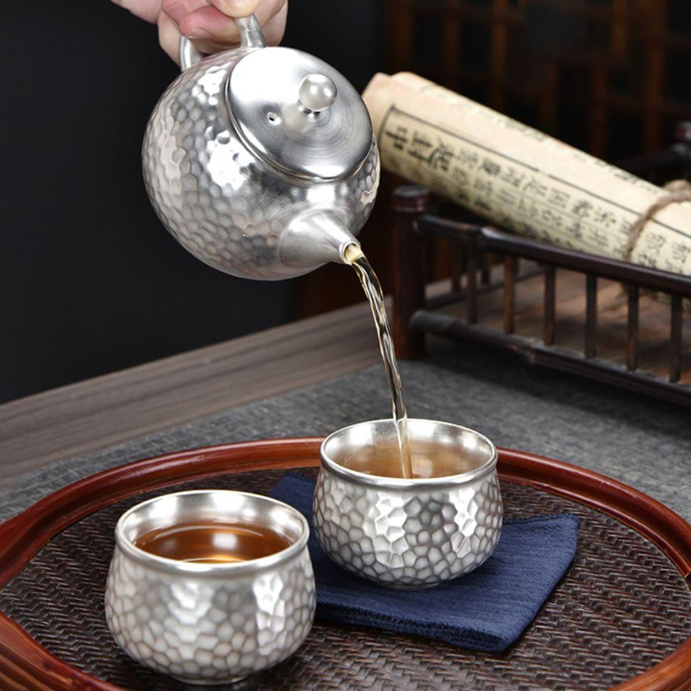 Filter Kung Fu Tea Pot Hammered Texture Portable Teapot Silver Gilding Teapot Gift Set  Elder
