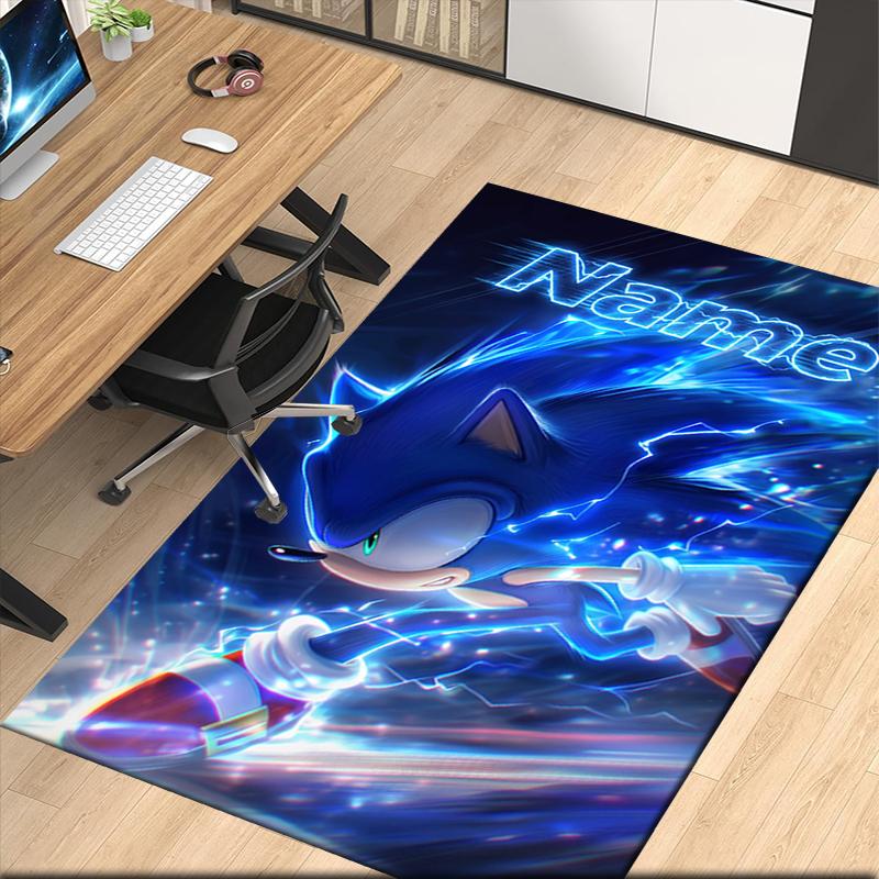 Custom Name Sonic Printed Carpet Rug For Office Chair Living Room Bedroom Kitchen Room Decor Gifts