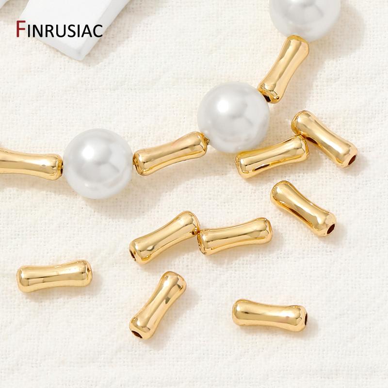 14K Gold Plated Brass Bone Shape Tube Beads,Supplies For Jewelry,Separators Spacer Beads For DIY Bracelet Making Accessories
