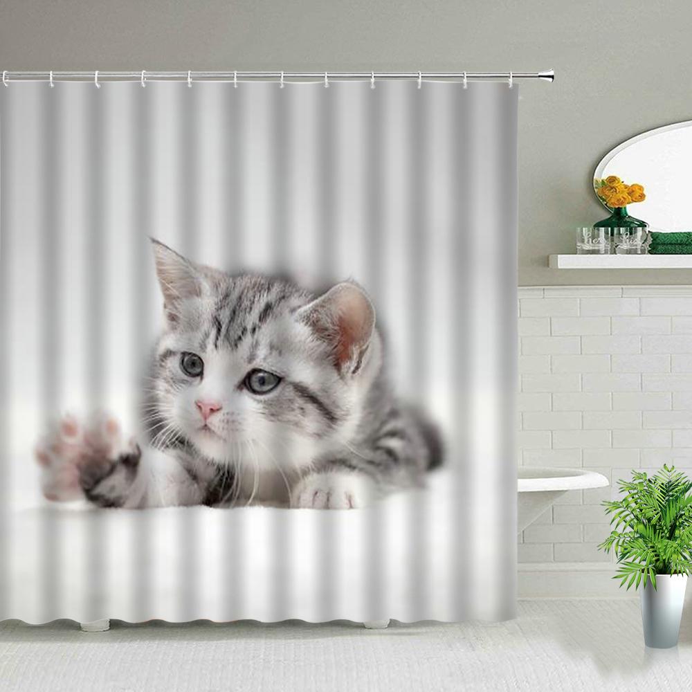 Zwierzę Psa Zasłony Prysznicowe Drukowane w 3D Dekoracja Łazienki Wodoodporna Tkanina Poliestrowa Zasłonka Kąpielowa dla Dzieci Zmywalna Z Haczykami