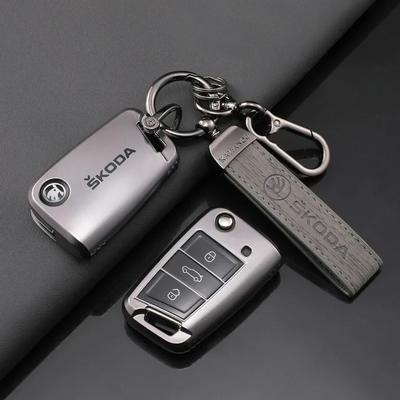 TPU Auto Klappschlüsselanhänger Hülle Abdeckung Schutzschale Tasche für Skoda Octavia A5 A7 Fabia Superb Kodiaq Karoq Schlüsselanhänger Zubehör