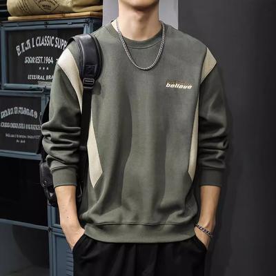 Amerikanische Trendmarke Designgefühl Kontrastfarben Spleißen Pullover Herren Herbst Schwer Locker Langärmeliges Oberteil Jacke