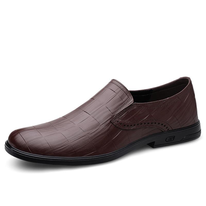 

Модные мужские повседневные туфли из кожи однотонного цвета, новая дизайнерская обувь для платья, модные британские бизнес-лоферы, мужские оксфорды из натуральной кожи 45 коричневый