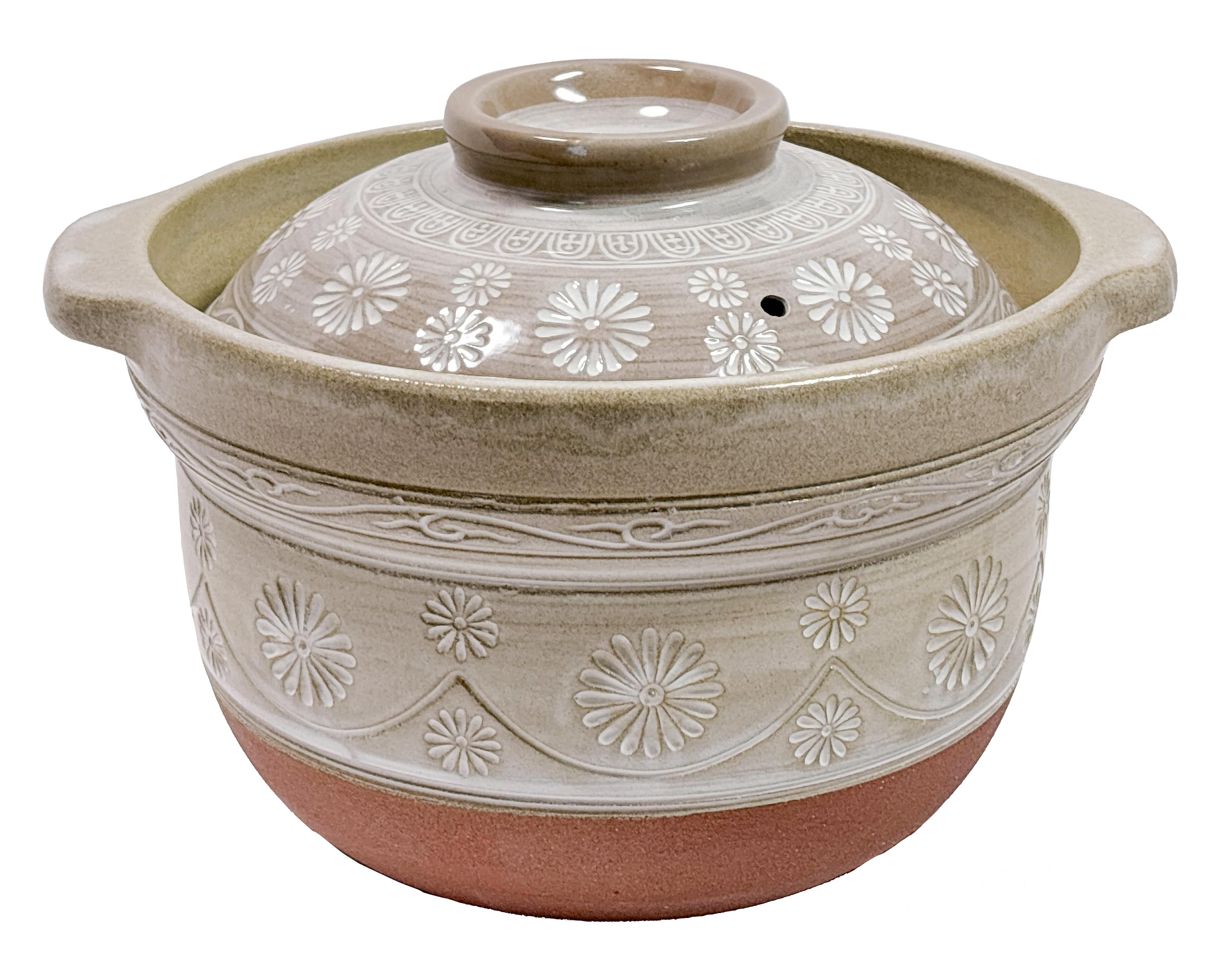 

Ceramic Coated Clay Rice Cooker (Mishima) - Thick Pot for Cooking Rice with Heat Retention - Thick Construction, No Adjustment of Heat Required - Bank