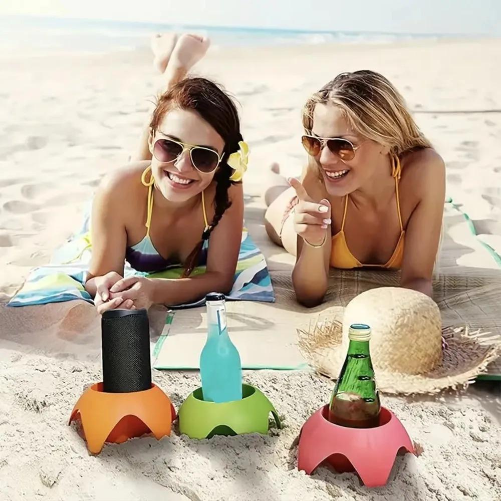 Plastic Beach Cup Holders, Multicolor Outdoor Sand Drink Holders, Portable Beer Stand Accessories For Beach Parties And Cam
