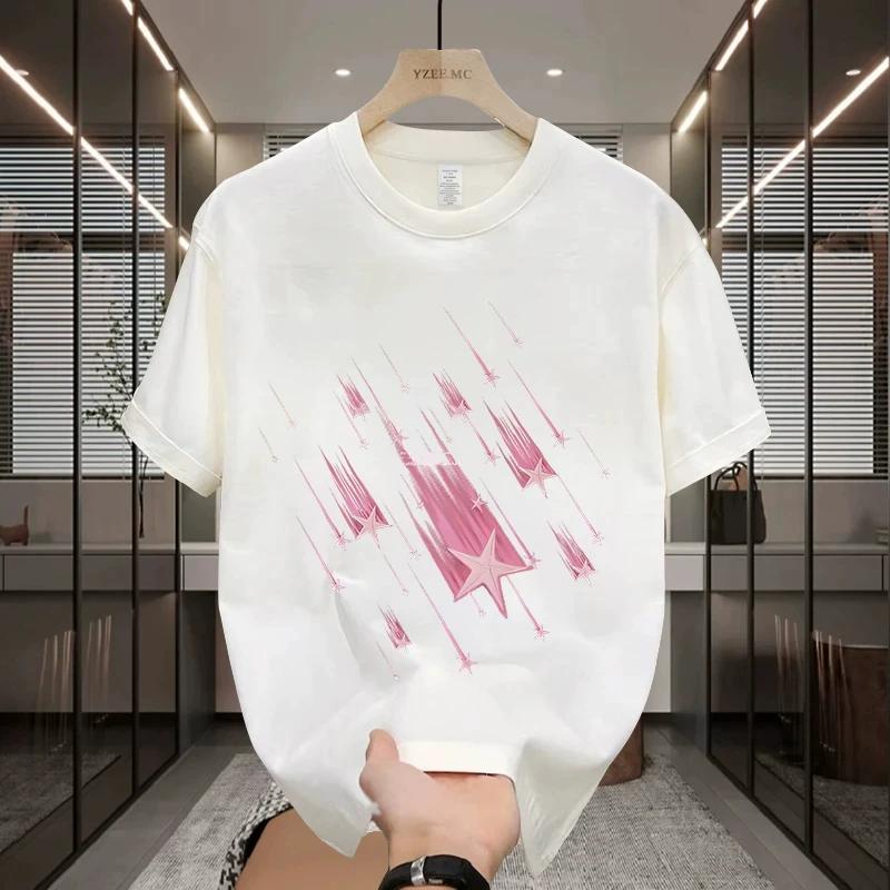 Men High Quality Cotton T Shirt Short Sleeve Crew Neck Casual Solid Color Top Soft Breathable Basic Tee for Summer Wear