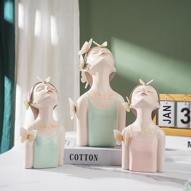 Europäischer Stil Leichter Luxus Mode Aufschauende Schmetterlingsmädchen Harzornamente Heimfenster Modellzimmer Kunstdekoration Dekoration