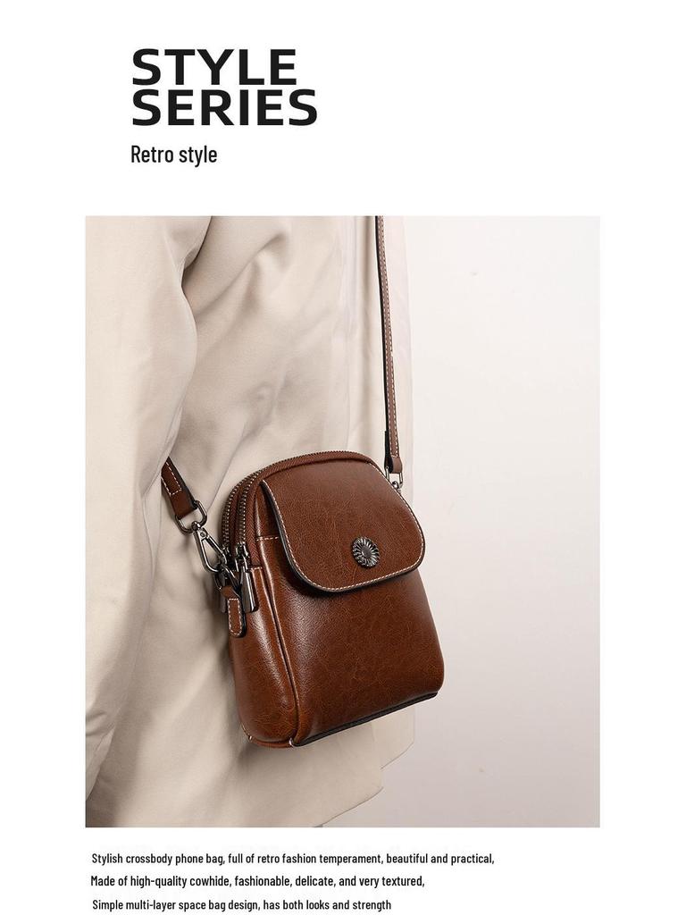 Gefini Women's 2023 Trendy Genuine Leather Cowhide Crossbody Shoulder Bag 