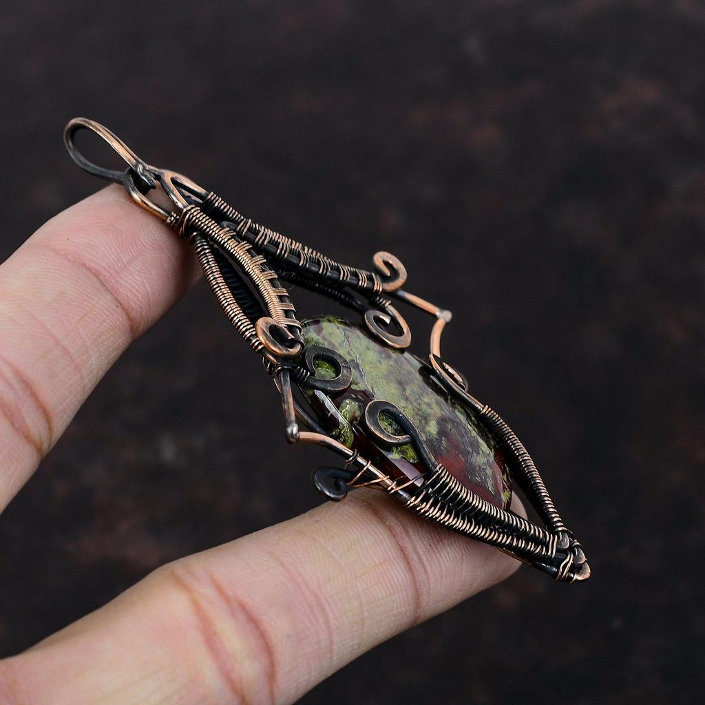 Dragon Bloodstone Pendant Copper Wire Wrapped Pendant Gemstone Handmade Pendant Dragon Bloodstone Jewelry Gift For Engagement Copper Jewelry