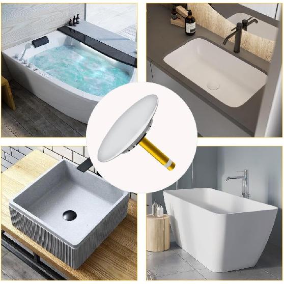 Universal Tub Stopper Bathtub Drain, Pop Up Bathtub Drain Plug and Cover, Adjustable Replacement Basin Sink Stopper, Easy to Install and Clean,