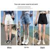Women's High Waist A-Line Denim Shorts - Summer Straight Leg, Double Button, Loose Fit with Rolled Hem, Trendy Wide Leg Design