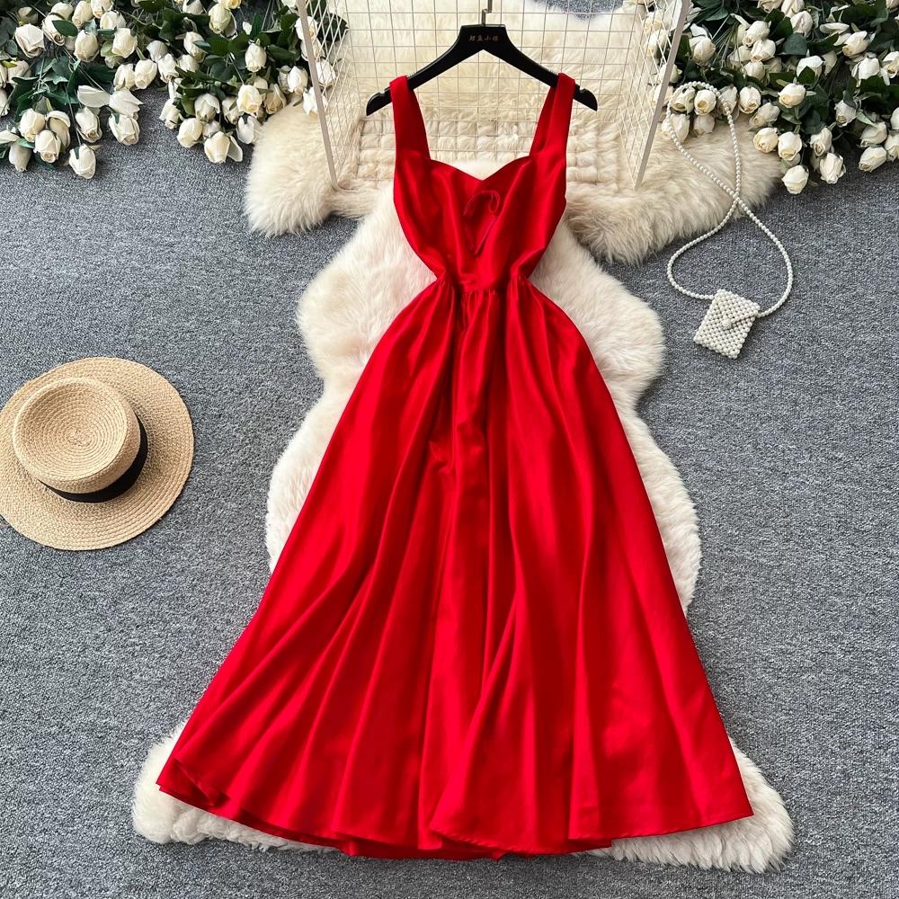 Women's Elegant White Satin Long Dresses Wedding Guest Cocktail Evening Party Dress Square Neck Sleeveless Slim Long Dress