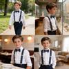 Kids 3 Clips Suspenders Bow Tie Set Adjustable Elastic Braces for Boys Girls