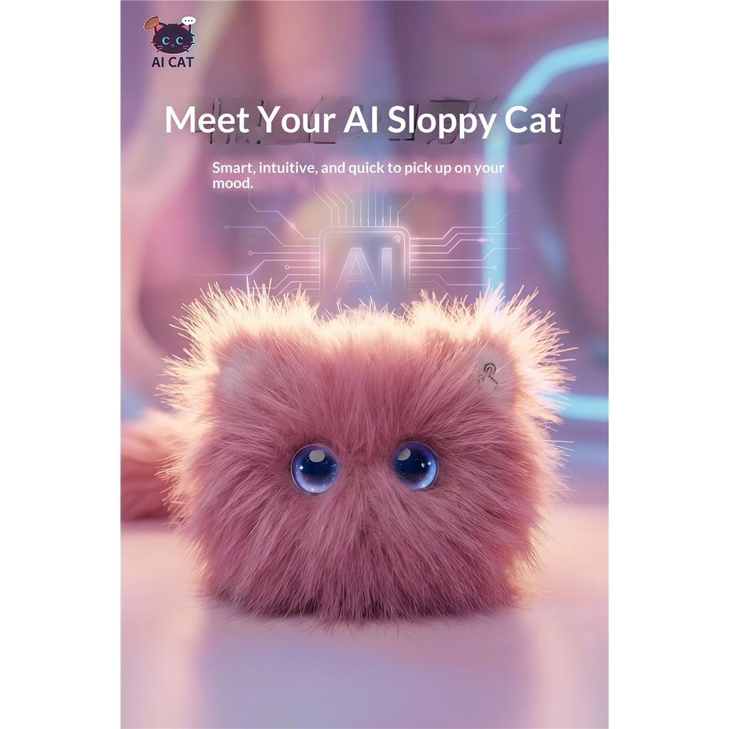 AI Scruffy Cat  Robot Plush Toy Voice Interactive Child Growth Learning Companion Soothing Large Model Pet Doll