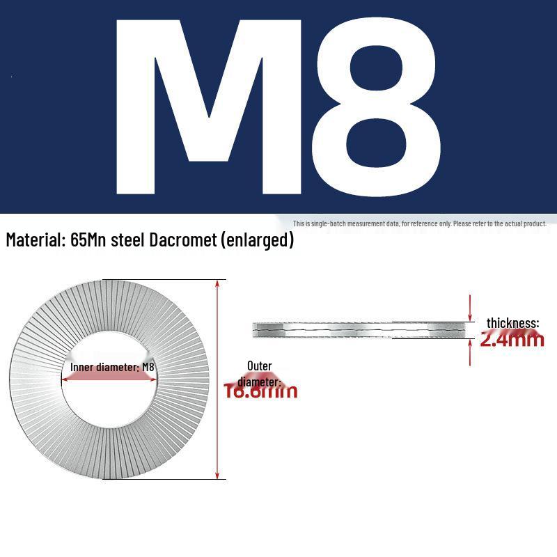 304 Stainless Steel Double Stack Self-Locking Washer with 65Mn Manganese, Anti-Loosening, Double-Sided Tooth Layer