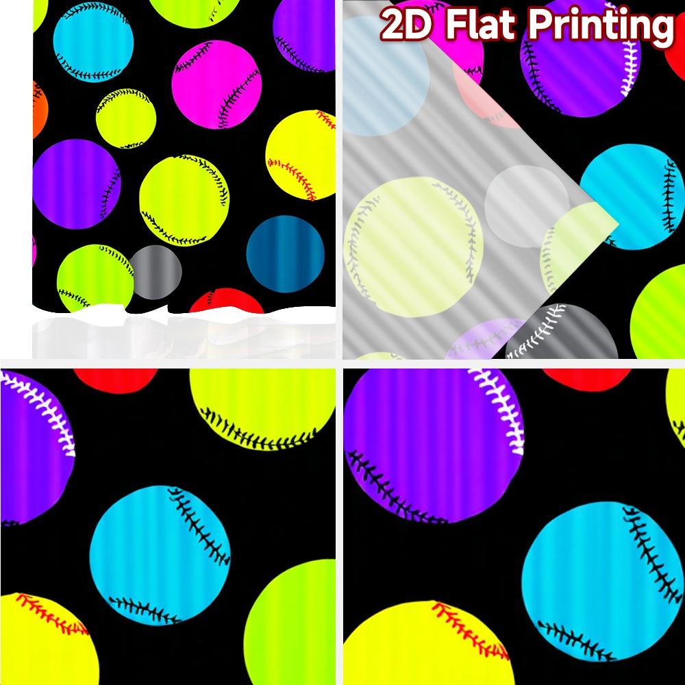 2pcs, 2D FLAT PRINTING Curtains (Without Rod) Colorful Baseballs Christmas Festival Fashion Curtains Versatile Polyester