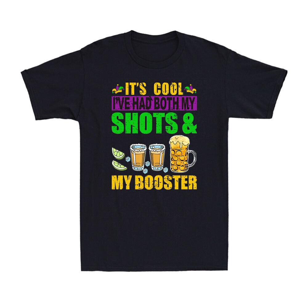 It s Cool I ve Had Both My Shots And Booster Funny Mardi Gras Vintage T-Shirt XXXL