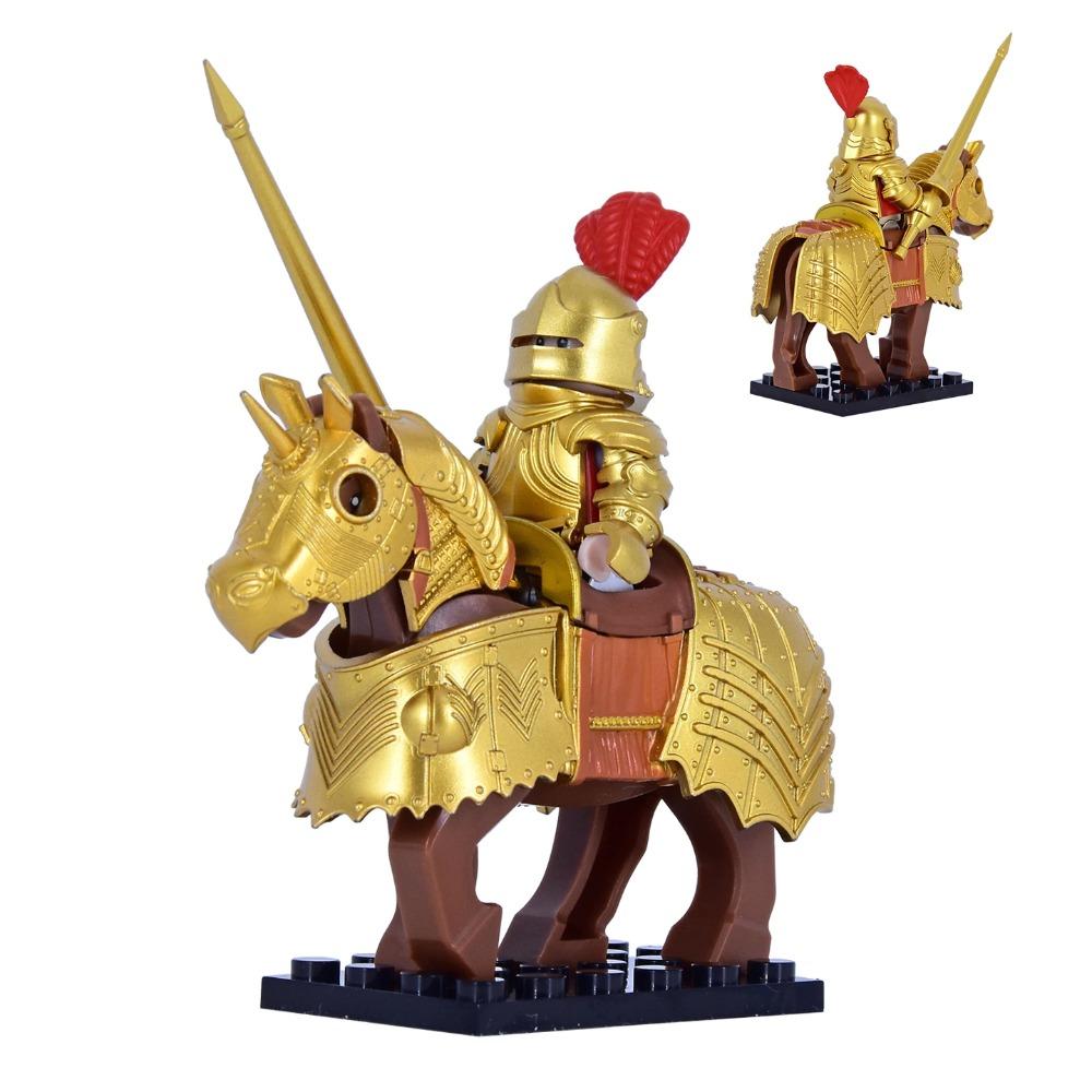 Gothic Style Multiple colors Knight on Warhorse, Detailed Armor Horse Trappings Building Block Toy Perfect for Medieval